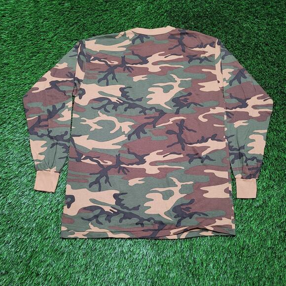 VTG 90s Badger USA Made Woodland Long Sleeve Camo T-Shirt Mens Large - Picture 4 of 11